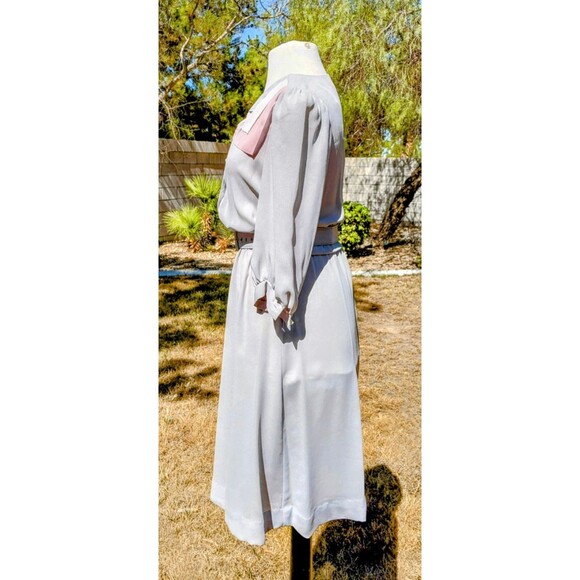 USA Jerell of Texas Sz 5 VTG Midi Gray Blouson w/Belt Sailor Collar Dress EUC - Picture 2 of 5